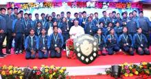 Chief Minister Shri Naveen Patnaik felicitating children of Child Care Institution of the State for their outstanding performance in the National Level Competition ‘Hausal 2019’ at Kalinga Stadium, Bhubaneswar