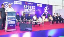Chief Minister speaking at the Sports-IT 2020 event at Kalinga Stadium