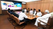 Chief Minister Shri Naveen Patnaik inaugurating Boudh Mahotsav and Inaugurating/ Laying foundation stone of different projects of Boudh district through Video Conferencing at Loka Seva Bhavan