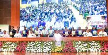 Chief Minister Shri Naveen Patnaik at the Nijukti Parba for newly appointed 977 SSB Lecturers under Higher Education Department, 87 Gram Panchayat Development Officers under PR & DW Department, 57 Inspector of Cooperative Societies under Co- Operation Department and 31 District Level Employees under I&PR Department at Convention Centre 