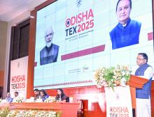 Chief Minister Shri Mohan Charan Majhi at O Tex 2025, a conclave on textiles and apparel at Convention Hall in Lok Seva Bhawan 